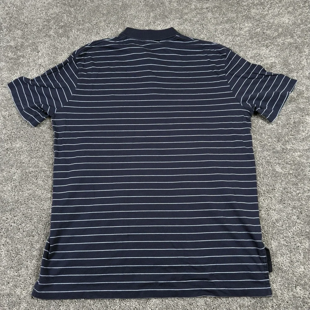 POLO RALPH LAUREN SHIRT Men's Large Navy Blue Striped Golf Short Sleeve Polo